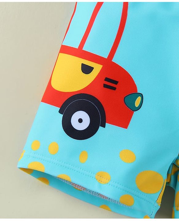 Babyhug Swimming Trunk With Dino Print - Light Blue