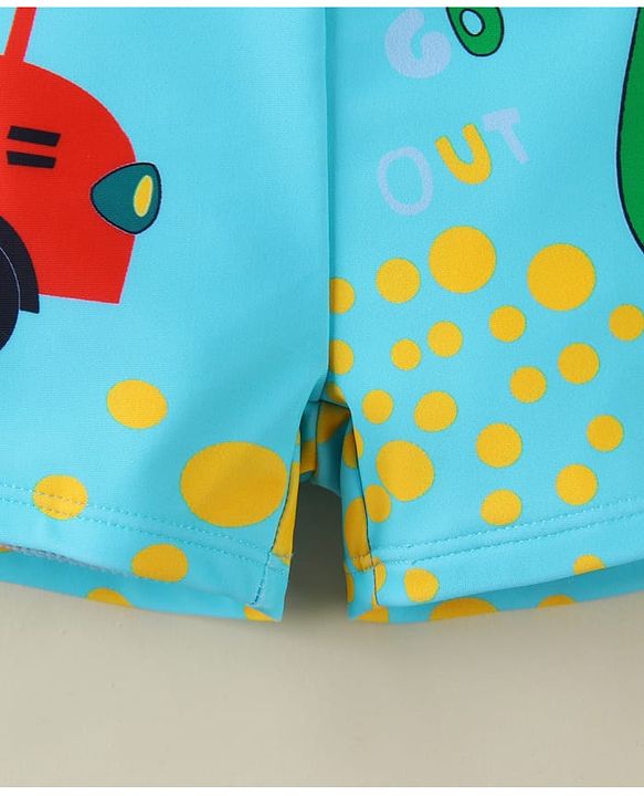 Babyhug Swimming Trunk With Dino Print - Light Blue