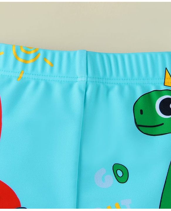 Babyhug Swimming Trunk With Dino Print - Light Blue