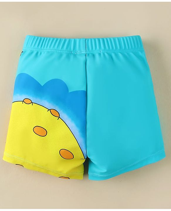 Babyhug Swimming Trunk With Space Theme Print - Light Blue