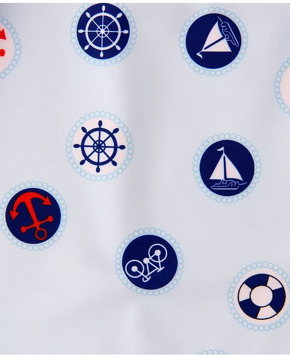 Babyhug Half Raglan Sleeves Legged Swimsuit With Nautical Theme Print - Blue