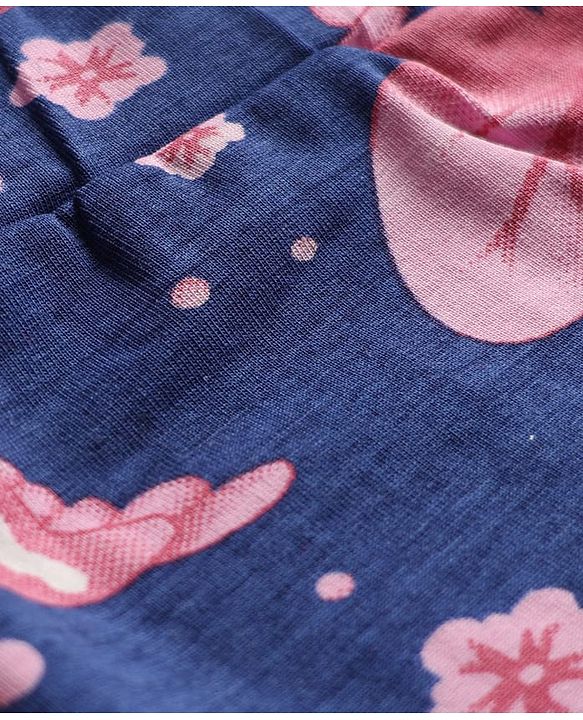 Pine Kids Cotton Lycra Knit Full Length Butterfly Printed Leggings Pack Of 2 - Blue & Dark Pink