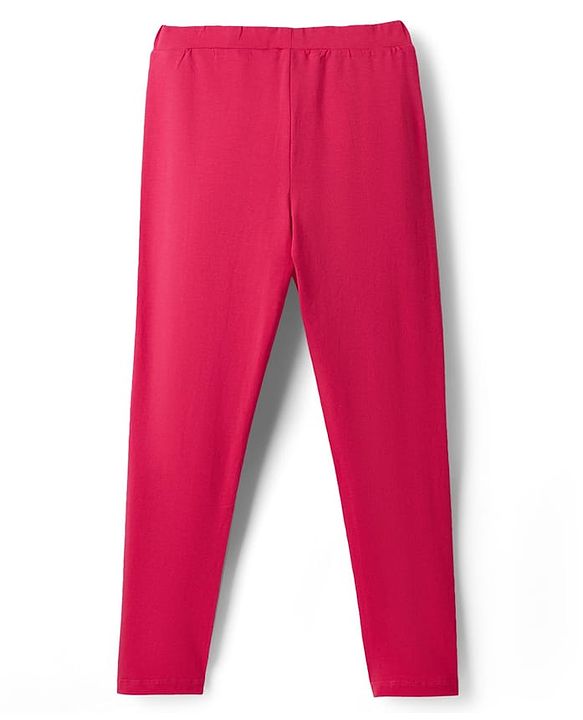 Pine Kids Cotton Lycra Knit Full Length Butterfly Printed Leggings Pack Of 2 - Blue & Dark Pink