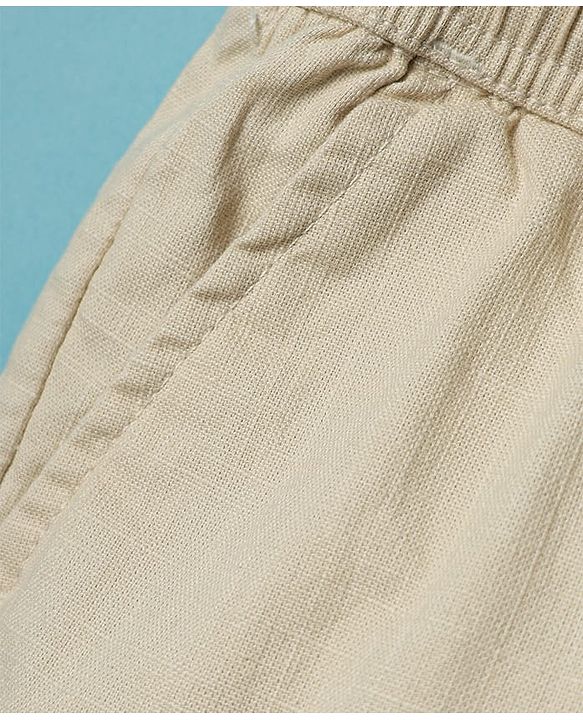 Pine Kids Cotton Woven Above Knee Length Solid Coloured Shorts-Beige
