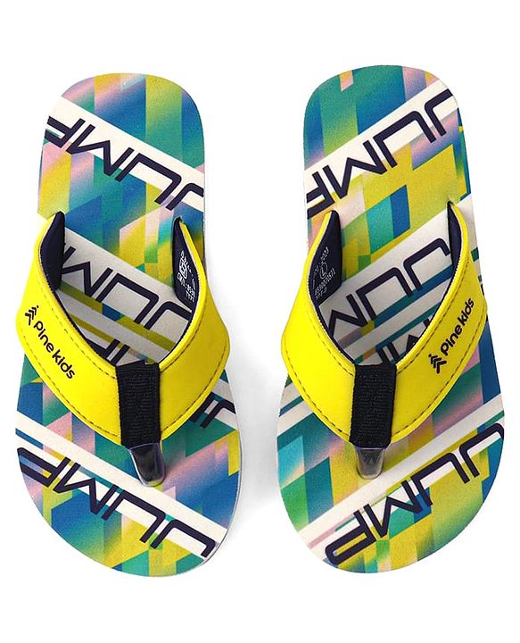 Pine Kids Slip On Flip Flops with Text Print - Blue