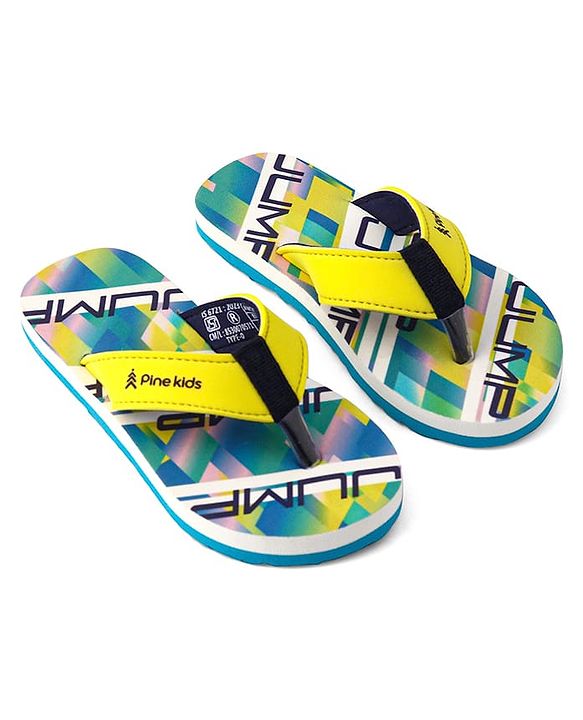 Pine Kids Slip On Flip Flops with Text Print - Blue