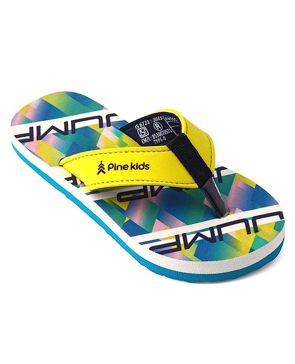 Pine Kids Slip On Flip Flops with Text Print - Blue
