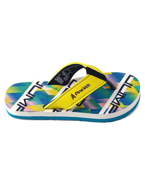 Pine Kids Slip On Flip Flops with Text Print - Blue