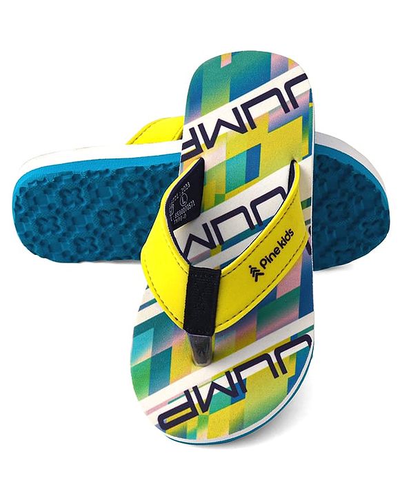 Pine Kids Slip On Flip Flops with Text Print - Blue