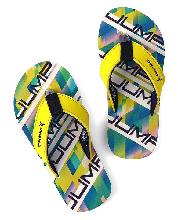 Pine Kids Slip On Flip Flops with Text Print - Blue