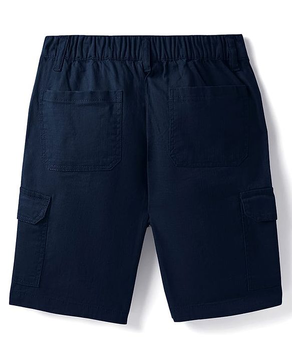 Pine Kids Cotton Elastane Woven Above Knee Length Solid Colour Shorts - Black