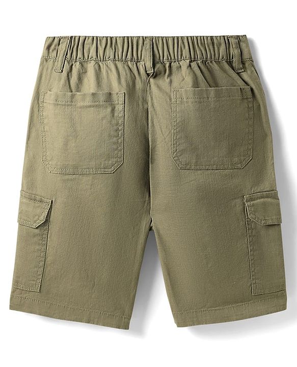 Pine Kids Cotton Elastane Woven Above Knee Length Solid Colour Shorts - Black