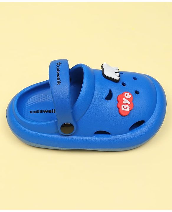 Cute Walk by Babyhug Clogs With Bear & Text Applique - Blue