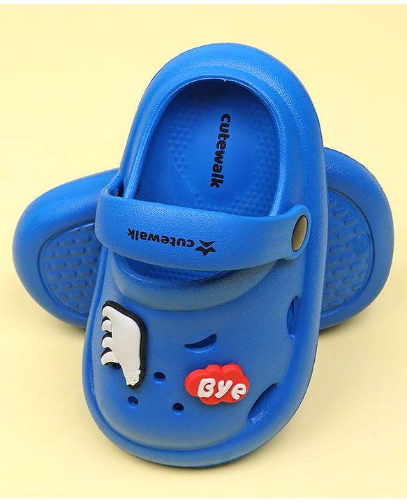 Cute Walk by Babyhug Clogs With Bear & Text Applique - Blue