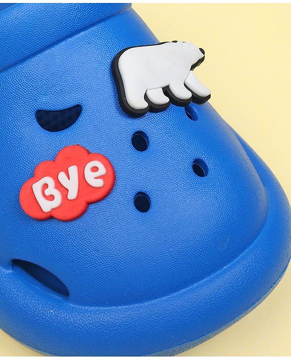 Cute Walk by Babyhug Clogs With Bear & Text Applique - Blue