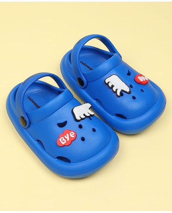 Cute Walk by Babyhug Clogs With Bear & Text Applique - Blue