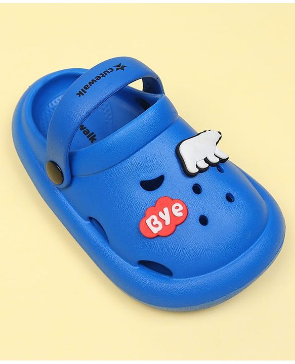 Cute Walk by Babyhug Clogs With Bear & Text Applique - Blue