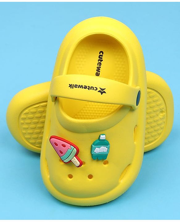 Cute Walk by Babyhug Back Strap Clousre Clogs With Ice Cream Applique - Yellow