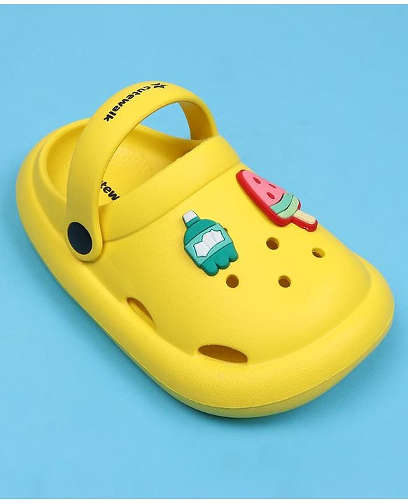 Cute Walk by Babyhug Back Strap Clousre Clogs With Ice Cream Applique - Yellow