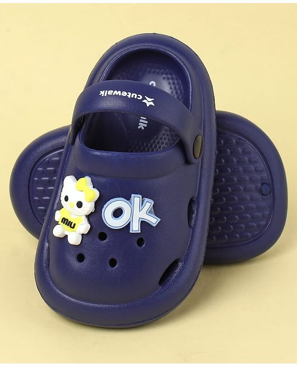 Cute Walk by Babyhug Clogs With Back Strap Closure & Kitty  Applique - Purple