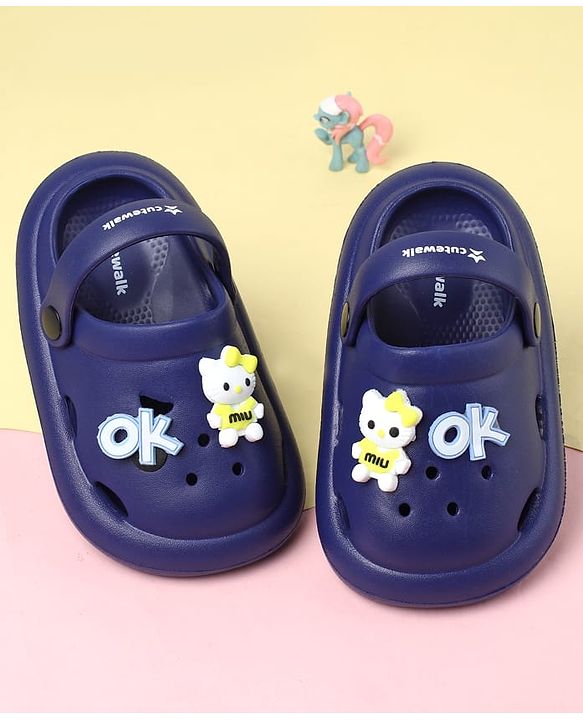 Cute Walk by Babyhug Clogs With Back Strap Closure & Kitty  Applique - Purple