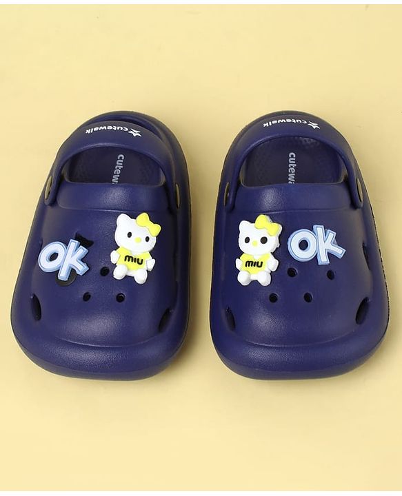 Cute Walk by Babyhug Clogs With Back Strap Closure & Kitty  Applique - Purple