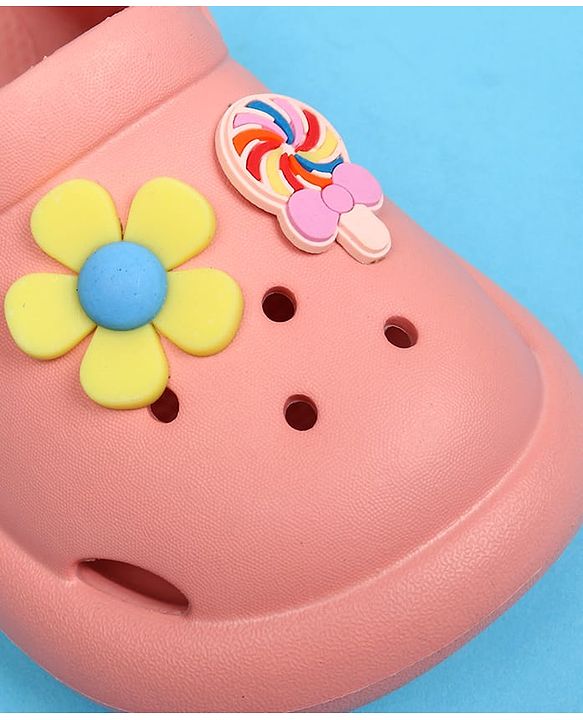 Cute Walk by Babyhug Back Strap Closure Clogs With Floral Applique - Pink