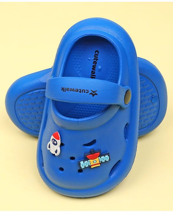 Cute Walk by Babyhug Back Strap Closure Clogs With Space Theme Applique - Blue