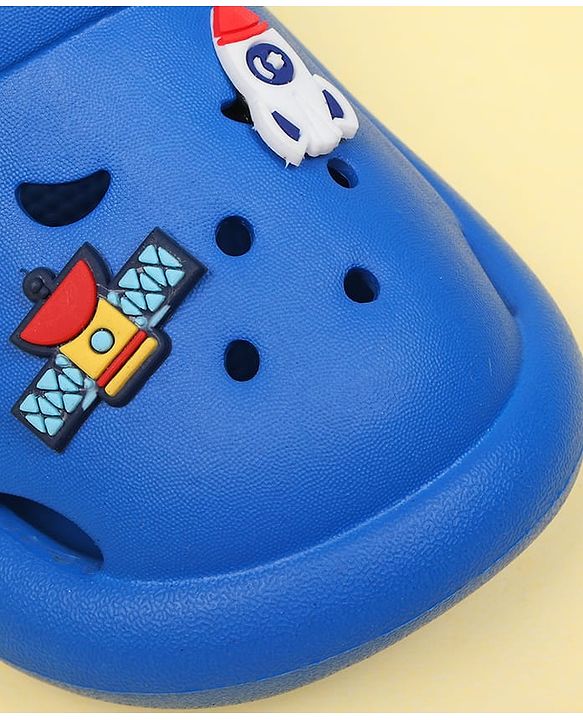 Cute Walk by Babyhug Back Strap Closure Clogs With Space Theme Applique - Blue