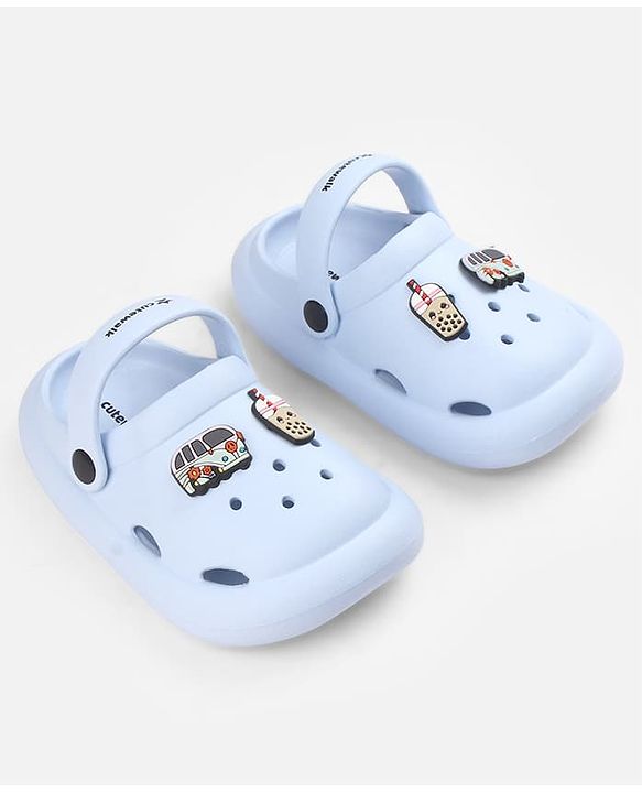 Cute Walk by Babyhug Back Strap Clogs With Applique - Light Blue