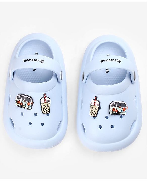 Cute Walk by Babyhug Back Strap Clogs With Applique - Light Blue