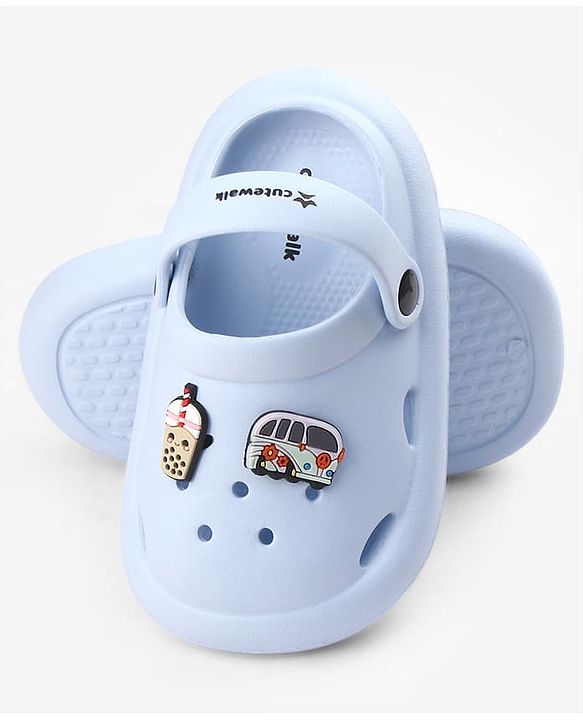 Cute Walk by Babyhug Back Strap Clogs With Applique - Light Blue