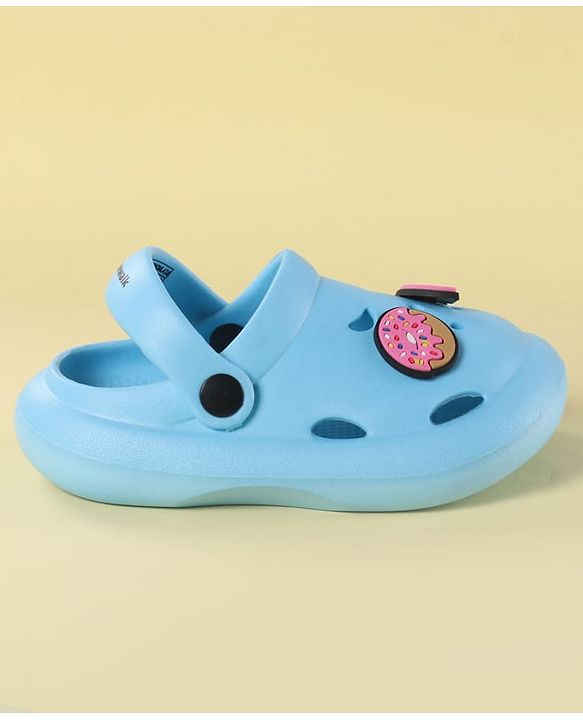 Cute Walk by Babyhug Back Strap Clogs with Donuts & Rainbow Applique - Light Blue