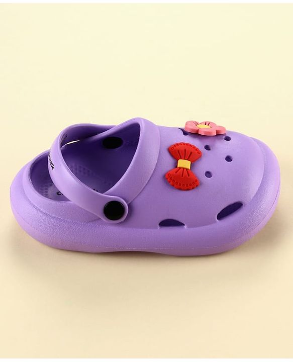 Cute Walk by Babyhug Slip On Clogs With Floral & Bow Applique - Purple