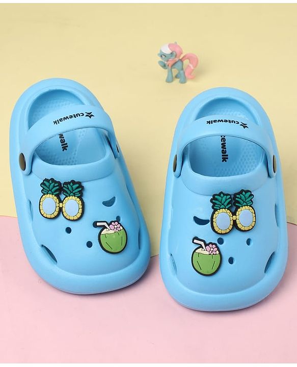 Cute Walk by Babyhug Back Strap Clogs with Fruit Applique - Blue