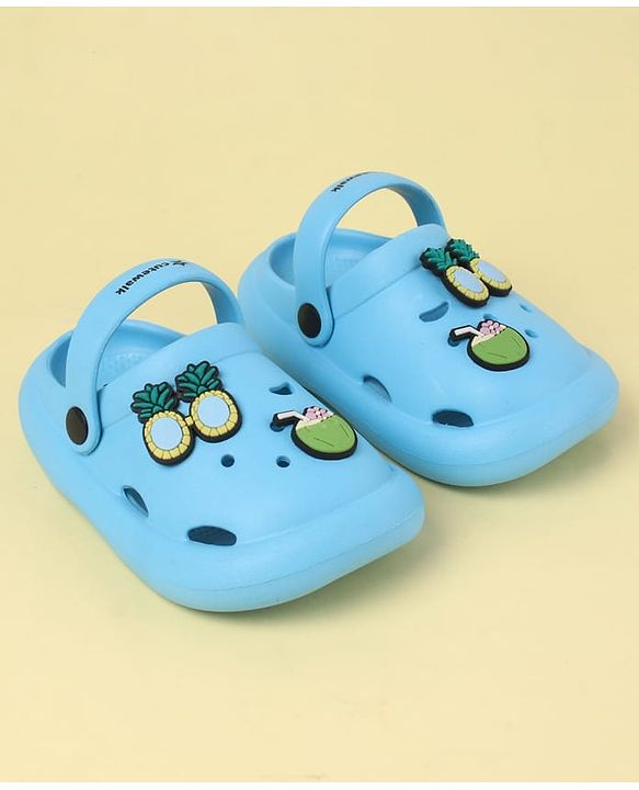 Cute Walk by Babyhug Back Strap Clogs with Fruit Applique - Blue