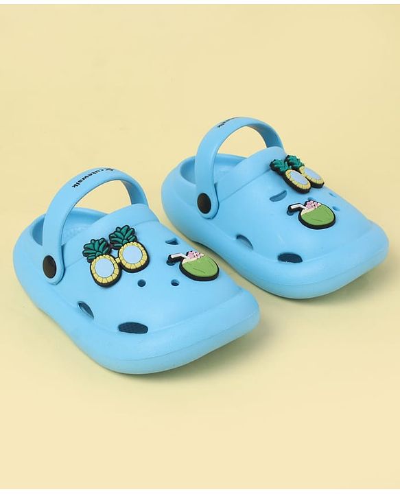 Cute Walk by Babyhug Back Strap Clogs with Fruit Applique - Blue