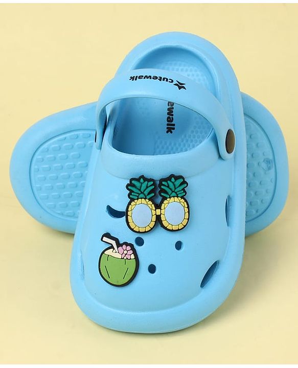 Cute Walk by Babyhug Back Strap Clogs with Fruit Applique - Blue