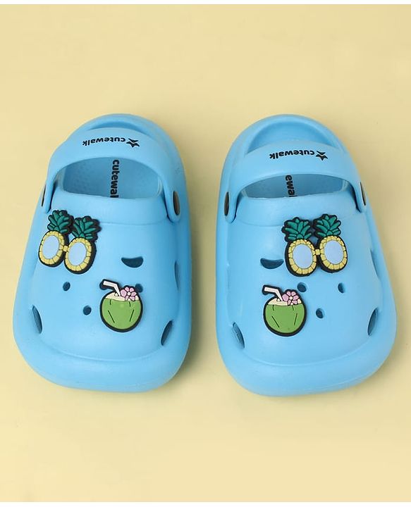 Cute Walk by Babyhug Back Strap Clogs with Fruit Applique - Blue