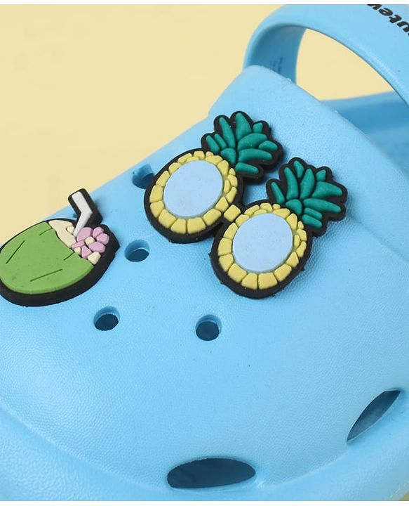 Cute Walk by Babyhug Back Strap Clogs with Fruit Applique - Blue