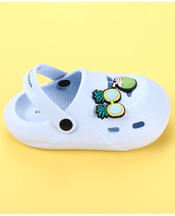 Cute Walk by Babyhug Clogs with Pineapple Applique & Back Strap - Light Blue