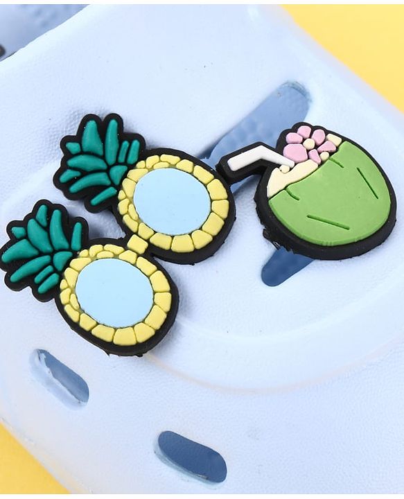 Cute Walk by Babyhug Clogs with Pineapple Applique & Back Strap - Light Blue