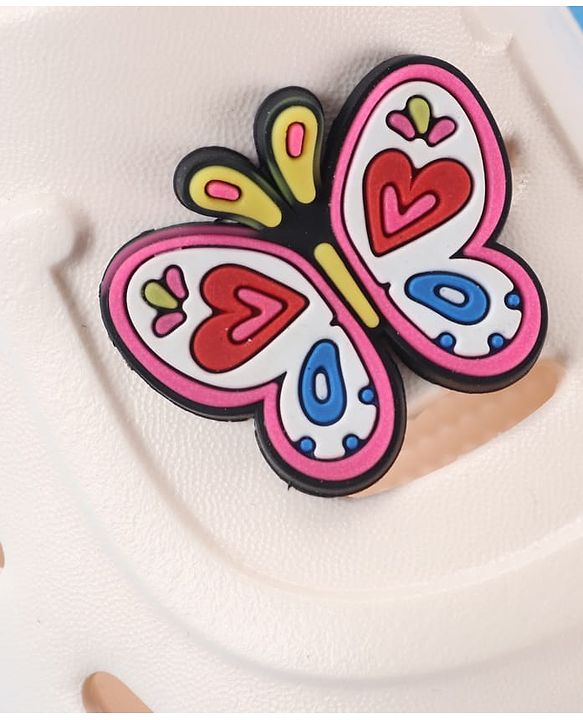 Cute Walk by Babyhug Back Strap Clogs with Butterfly Applique - Off White