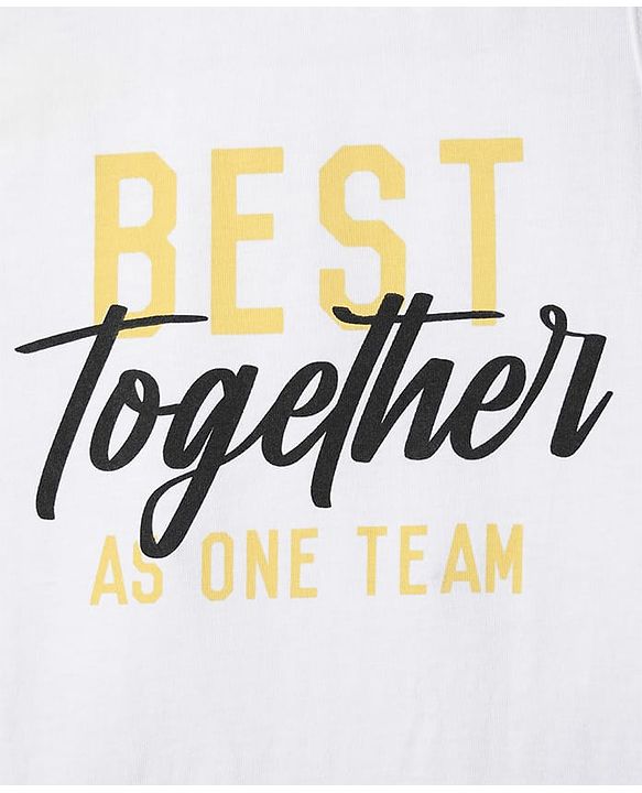 Pine Kids 100% Cotton Half Sleeves Checks Shirt With Text Printed Tank T-Shirt - Yellow & White