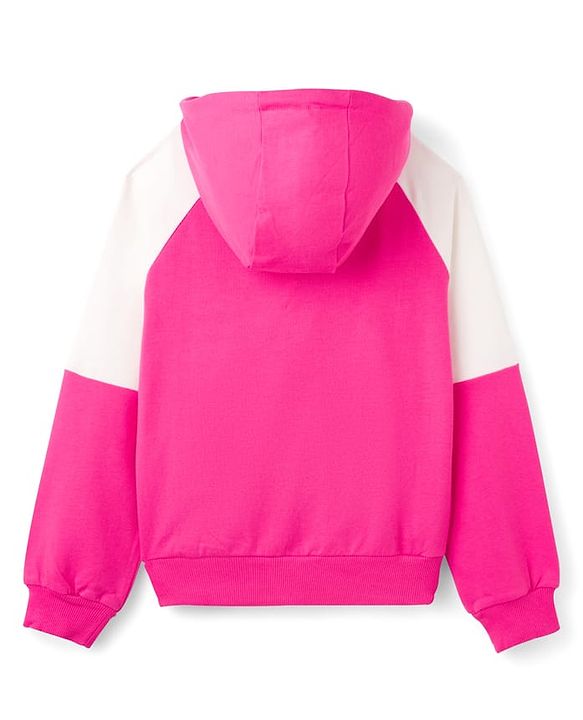 Pine Kids Cotton Knit Full Sleeves Hooded Sweatshirt With New York Print - Dark Pink & White