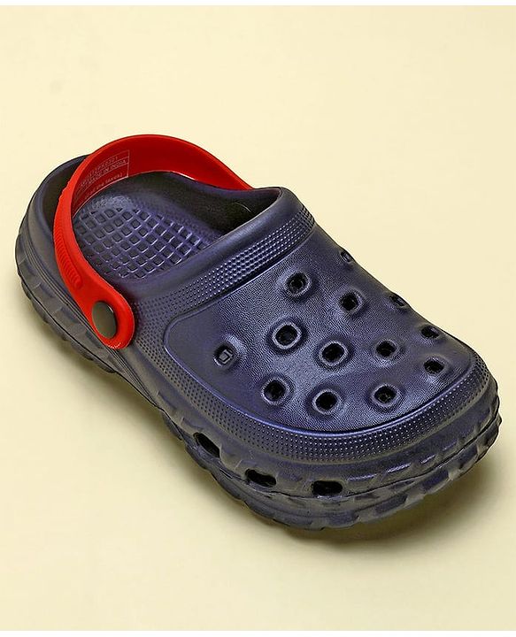 Pine Kids Solid Color Back Strap Closure Clogs - Navy Blue