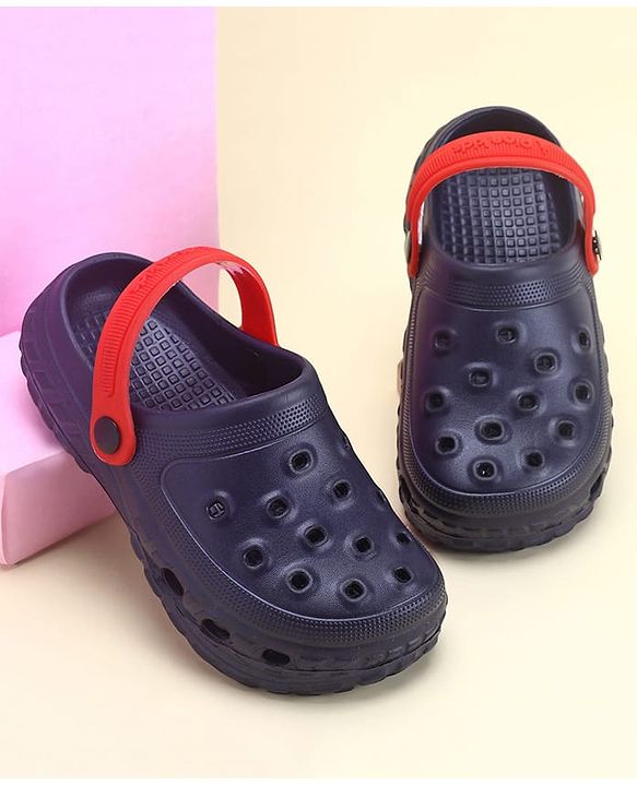 Pine Kids Solid Color Back Strap Closure Clogs - Navy Blue