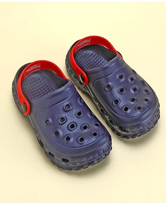 Pine Kids Solid Color Back Strap Closure Clogs - Navy Blue