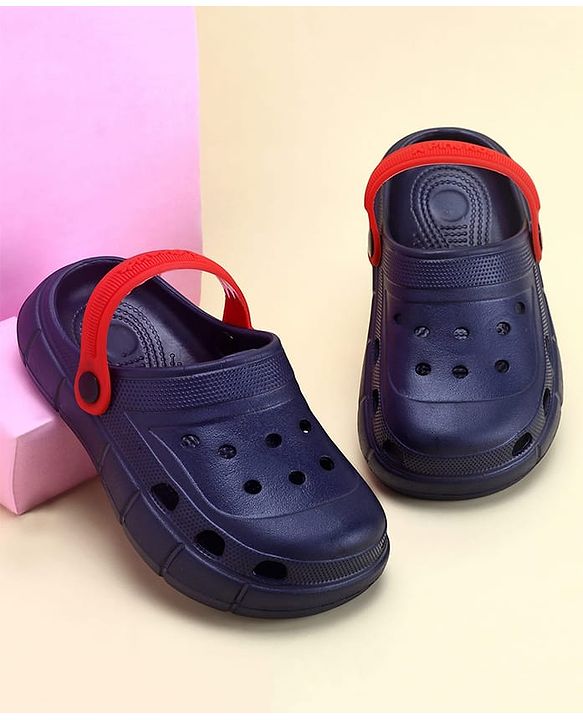 Pine Kids Solid Color Back Strap Closure Clogs - Navy Blue