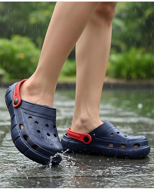 Pine Kids Solid Color Back Strap Closure Clogs - Navy Blue
